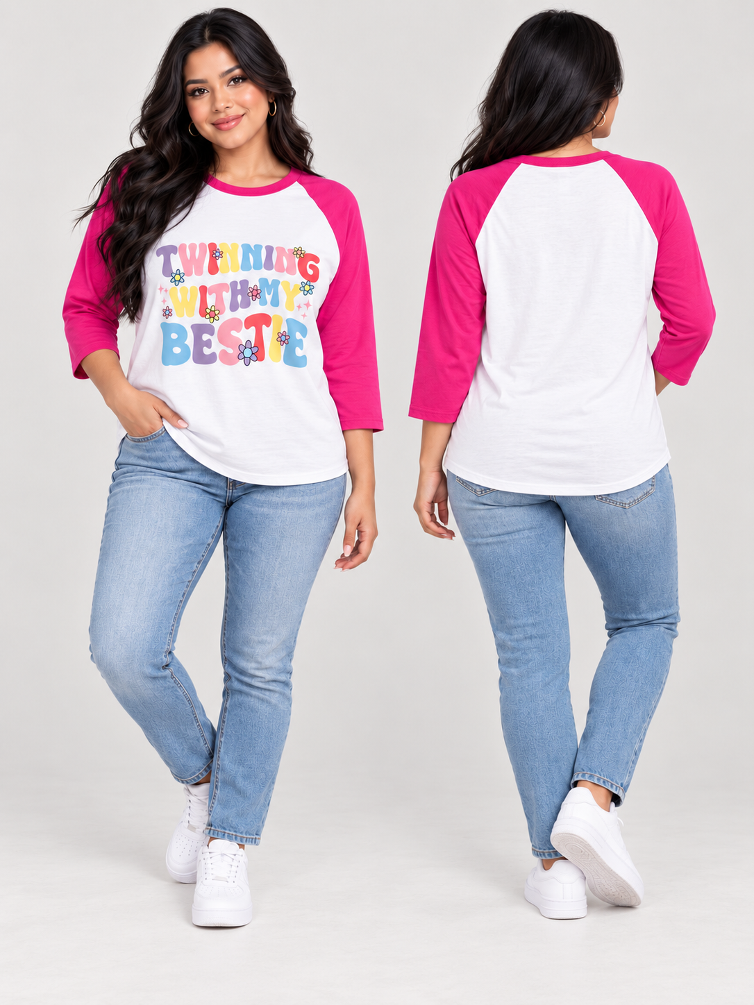Twinning With My Bestie Raglan Shirt – Retro Best Friends DTF Graphic Tee
