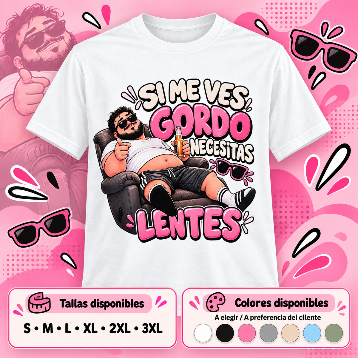 Si Me Ves Gordo, Necesitas Lentesβ Funny Spanish Unisex T-Shirt β 100% Cotton DTF Graphic Tee