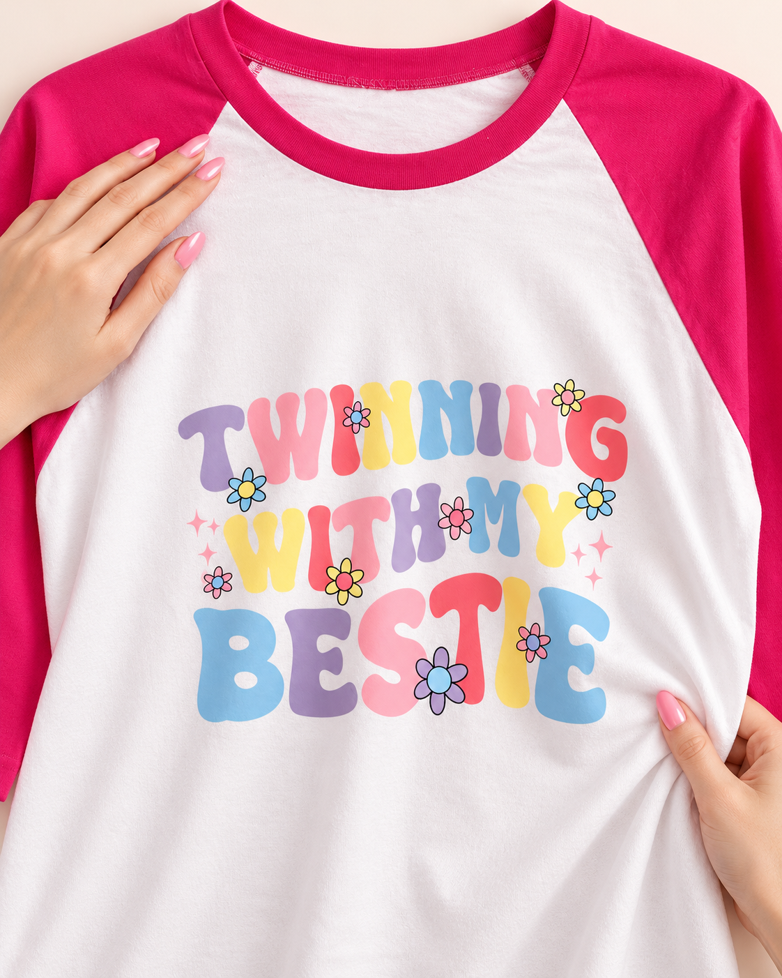 Twinning With My Bestie Raglan Shirt – Retro Best Friends DTF Graphic Tee