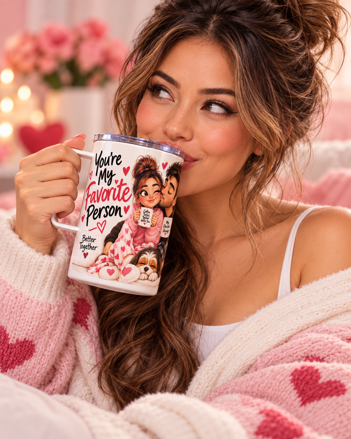 Favorite Person 20 oz Sublimated Tumbler – Romantic Couple Gift with Handle & Lid 💕