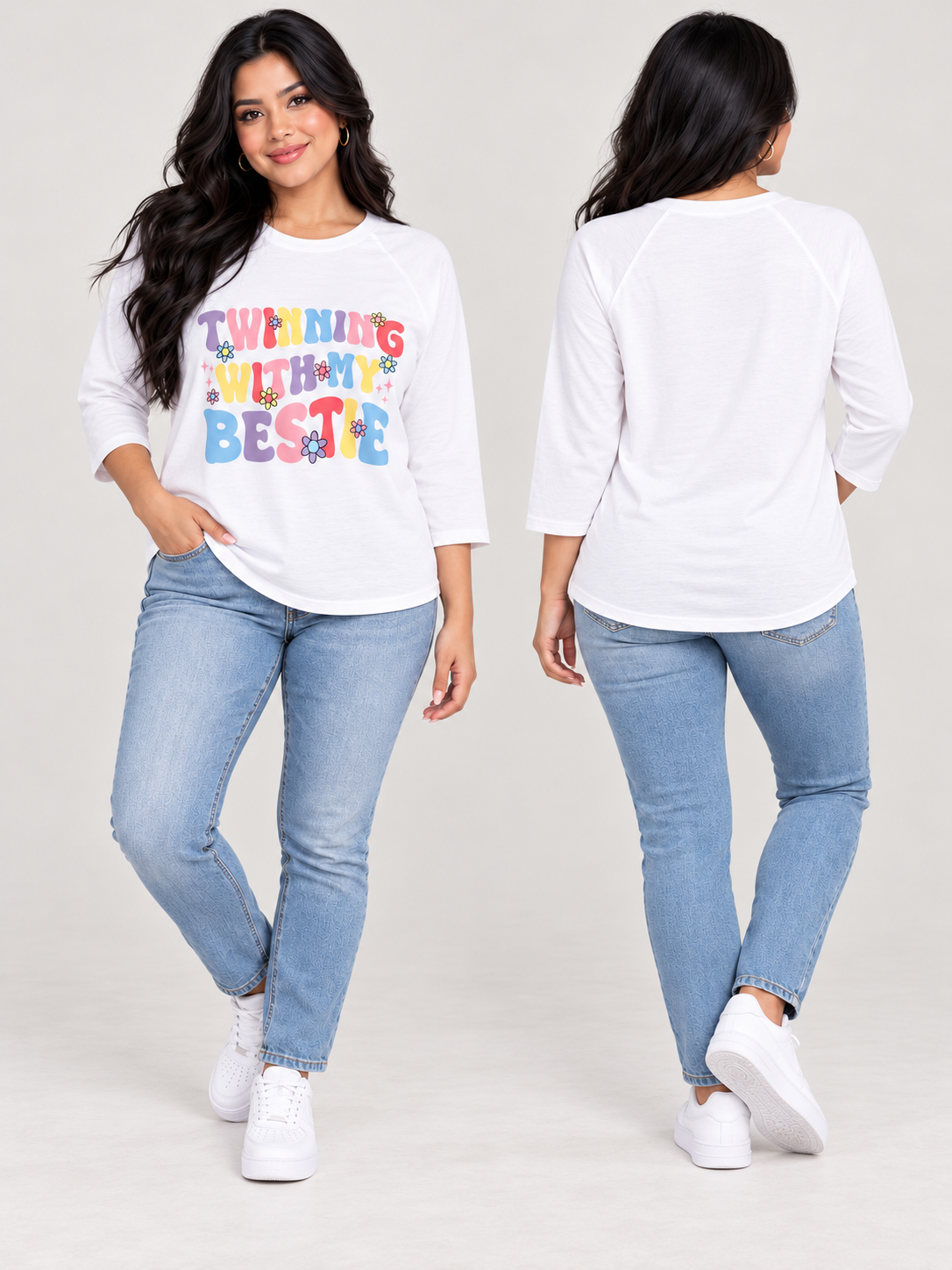 Twinning With My Bestie Raglan Shirt – Retro Best Friends DTF Graphic Tee