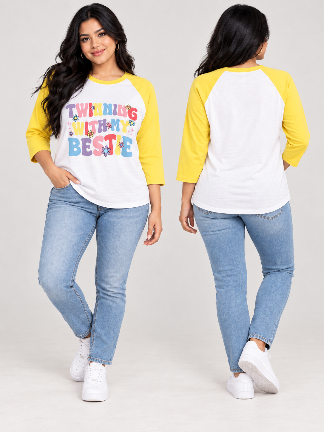 Twinning With My Bestie Raglan Shirt – Retro Best Friends DTF Graphic Tee