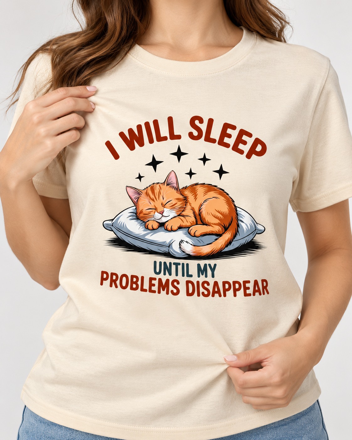 I Will Sleep Until My Problems Disappear – Unisex Cat Graphic T-Shirt
