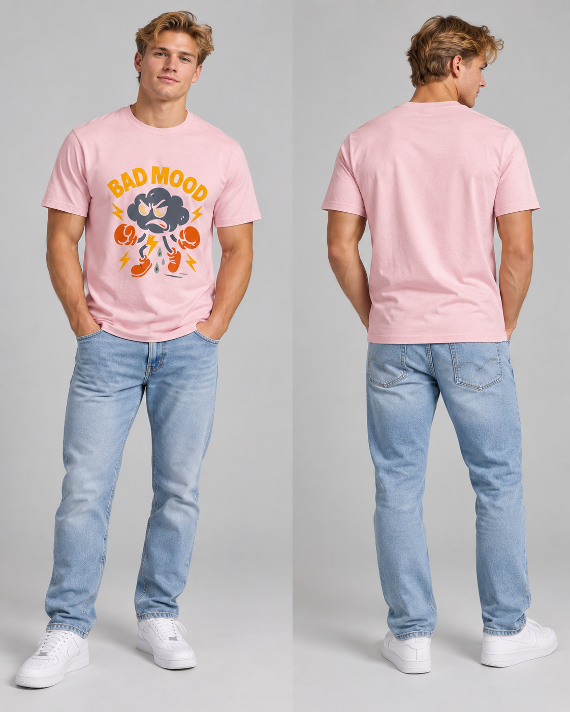 Camiseta gráfica Bad Mood – Camiseta de algodón unisex divertida con impresión DTF