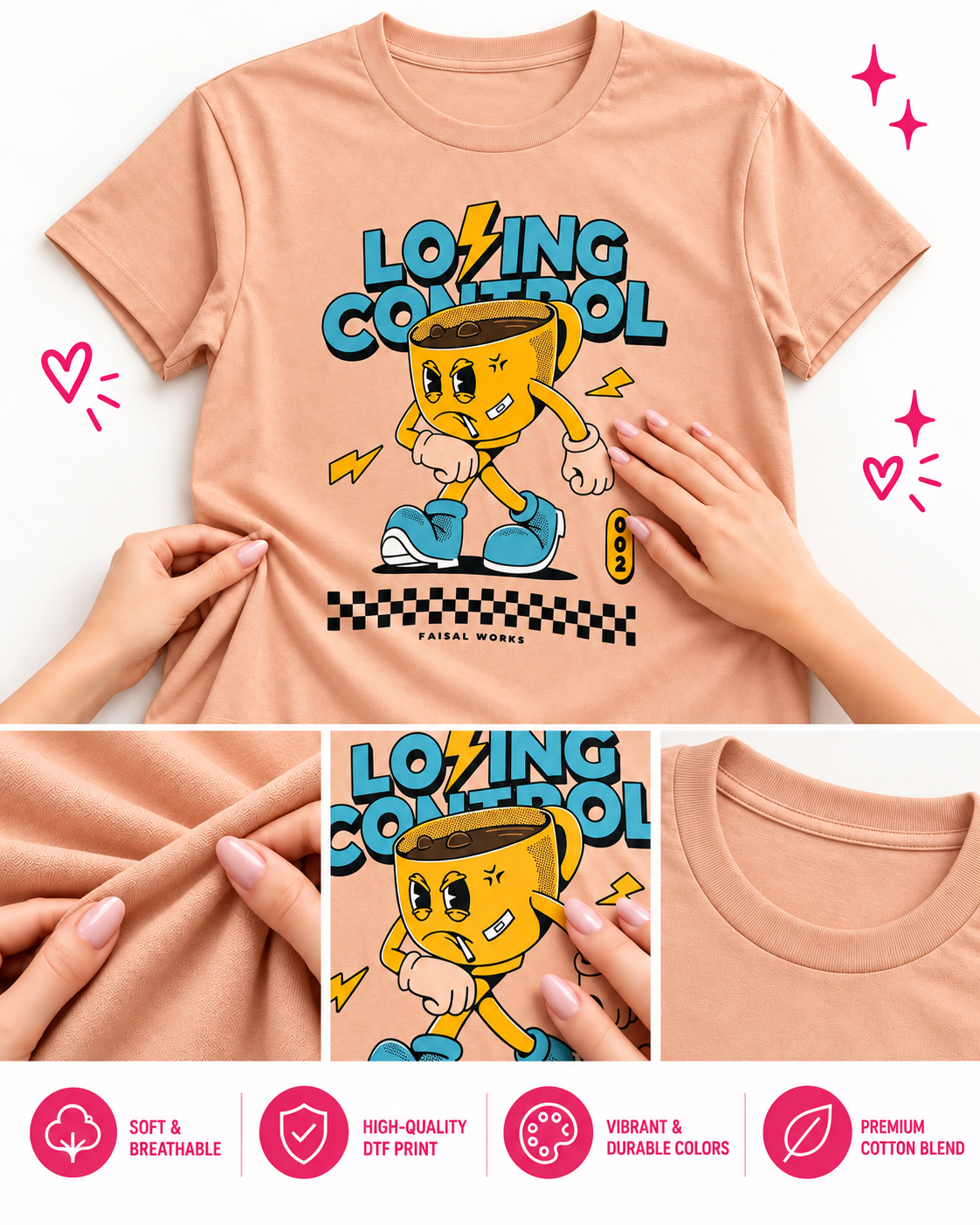Losing Control Coffee Graphic T-Shirt – Funny Caffeine Unisex DTF Tee