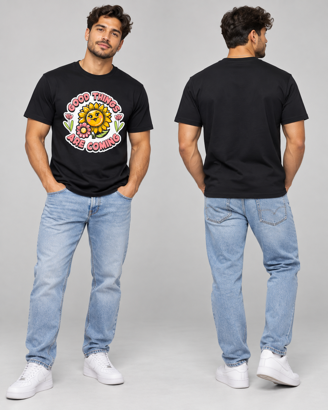Good Things Are Coming Sunflower Graphic T-Shirt – Positive Vibes Unisex Tee