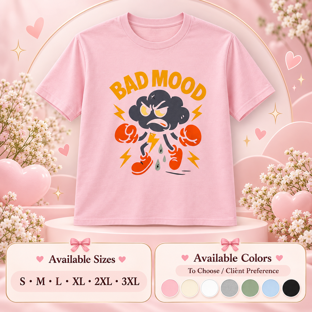 Bad Mood Graphic Tee – Funny Unisex Cotton DTF T-Shirt