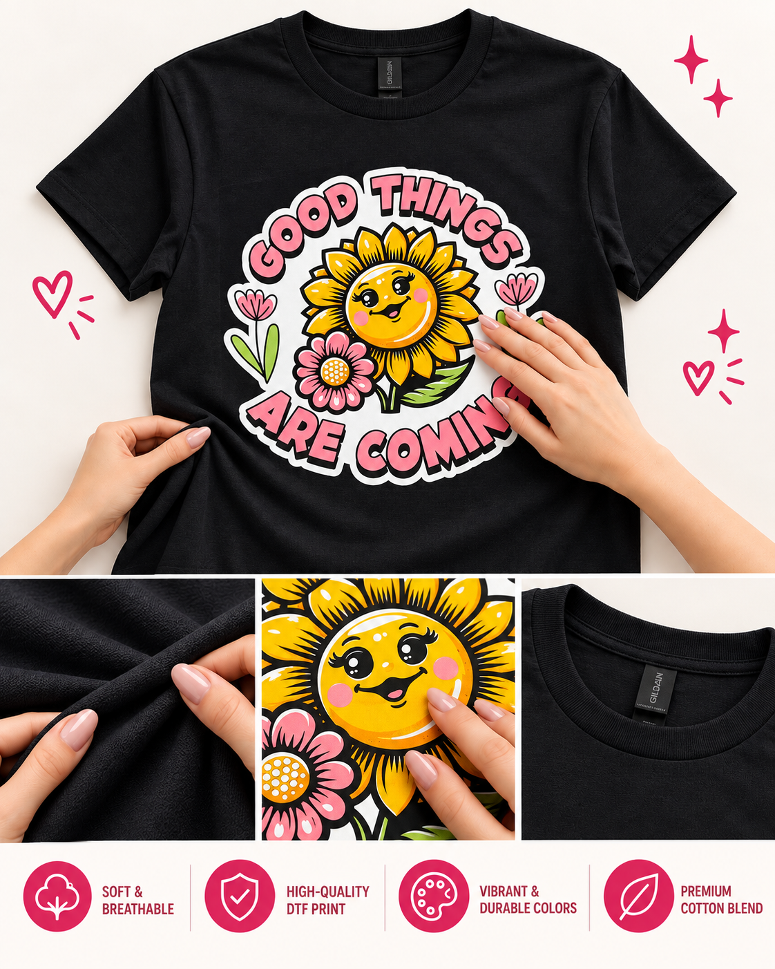 Good Things Are Coming Sunflower Graphic T-Shirt – Positive Vibes Unisex Tee