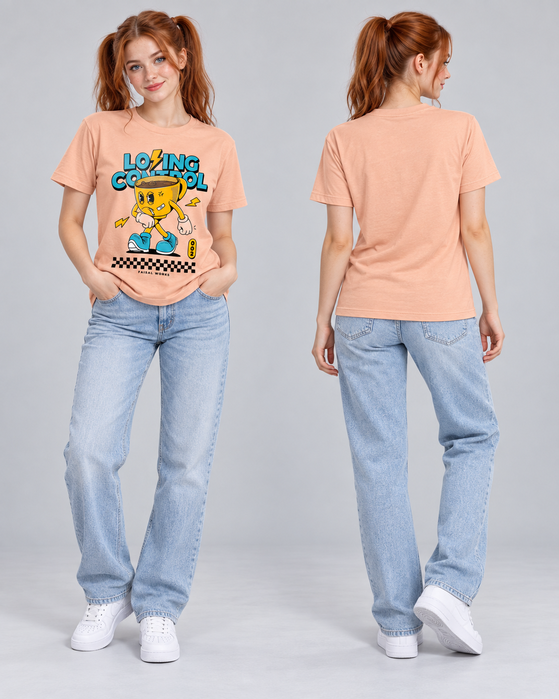 Losing Control Coffee Graphic T-Shirt – Funny Caffeine Unisex DTF Tee