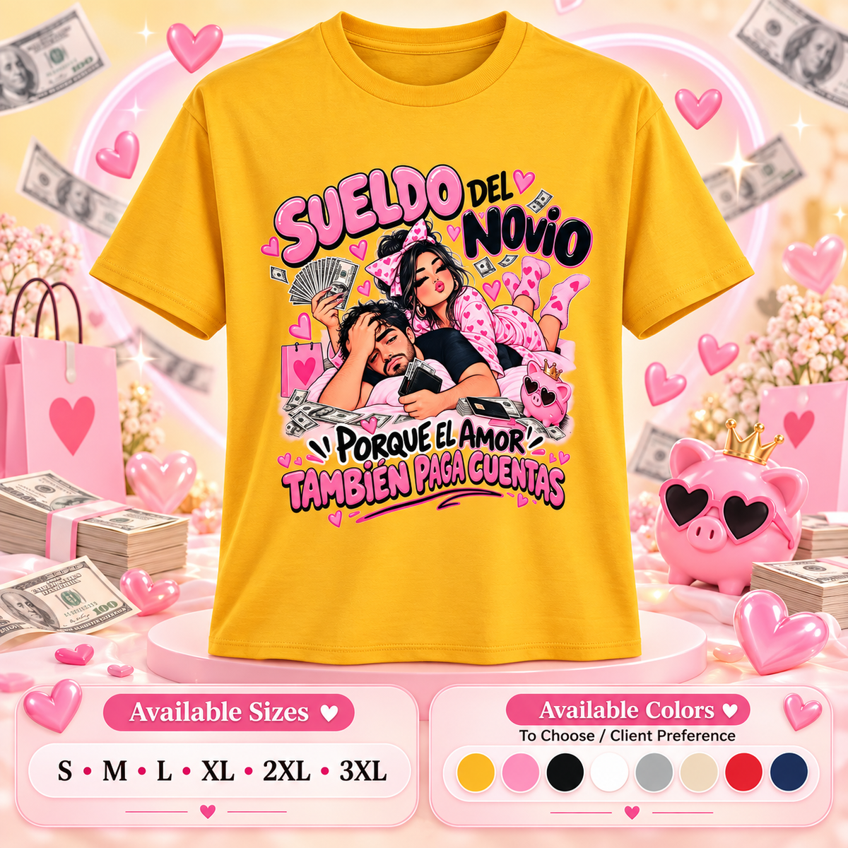 💸💖 Boyfriend’s Salary – “Because Love Pays the Bills Too” Funny Unisex T-Shirt