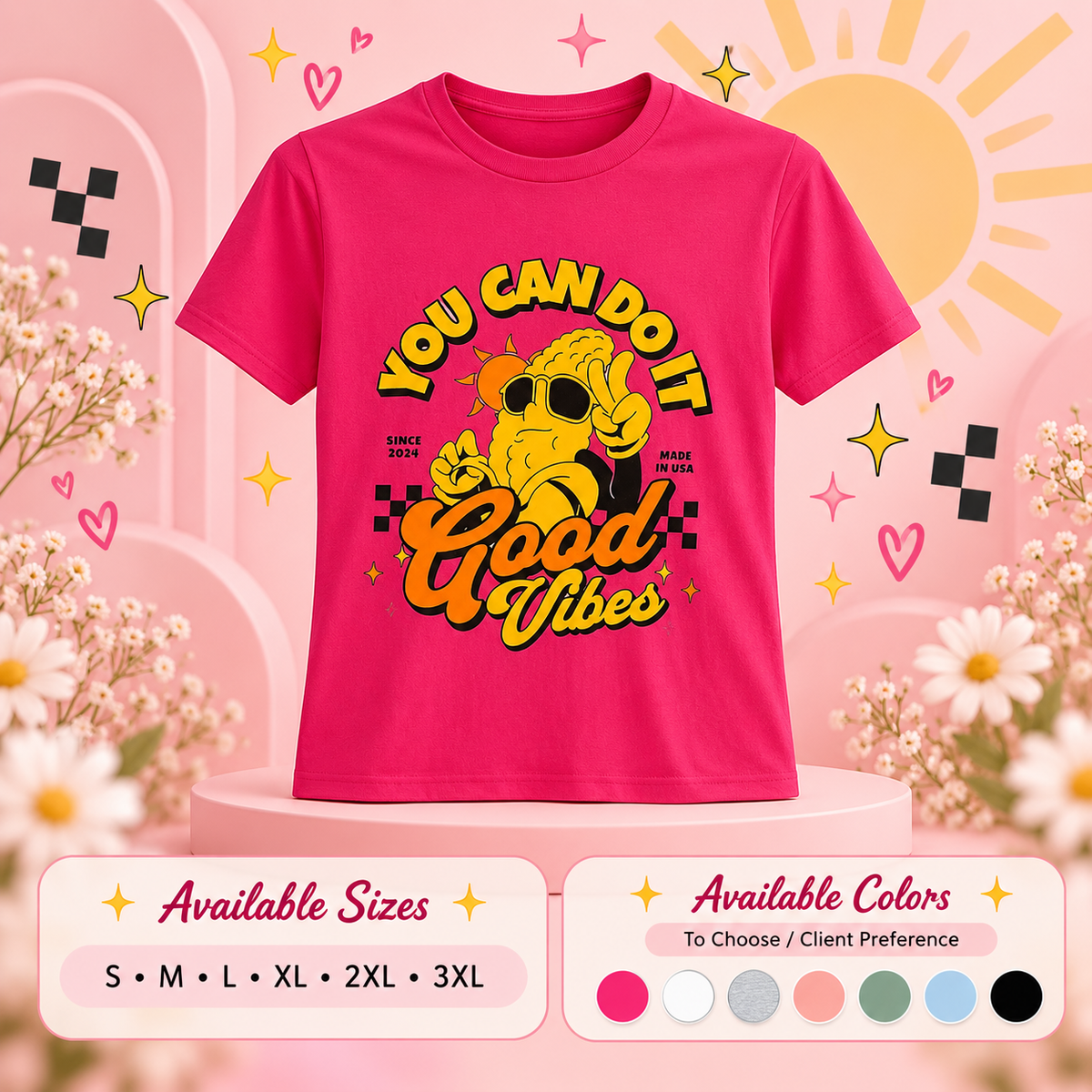 You Can Do It – Good Vibes Unisex Cotton DTF Graphic T-Shirt ☀️✨