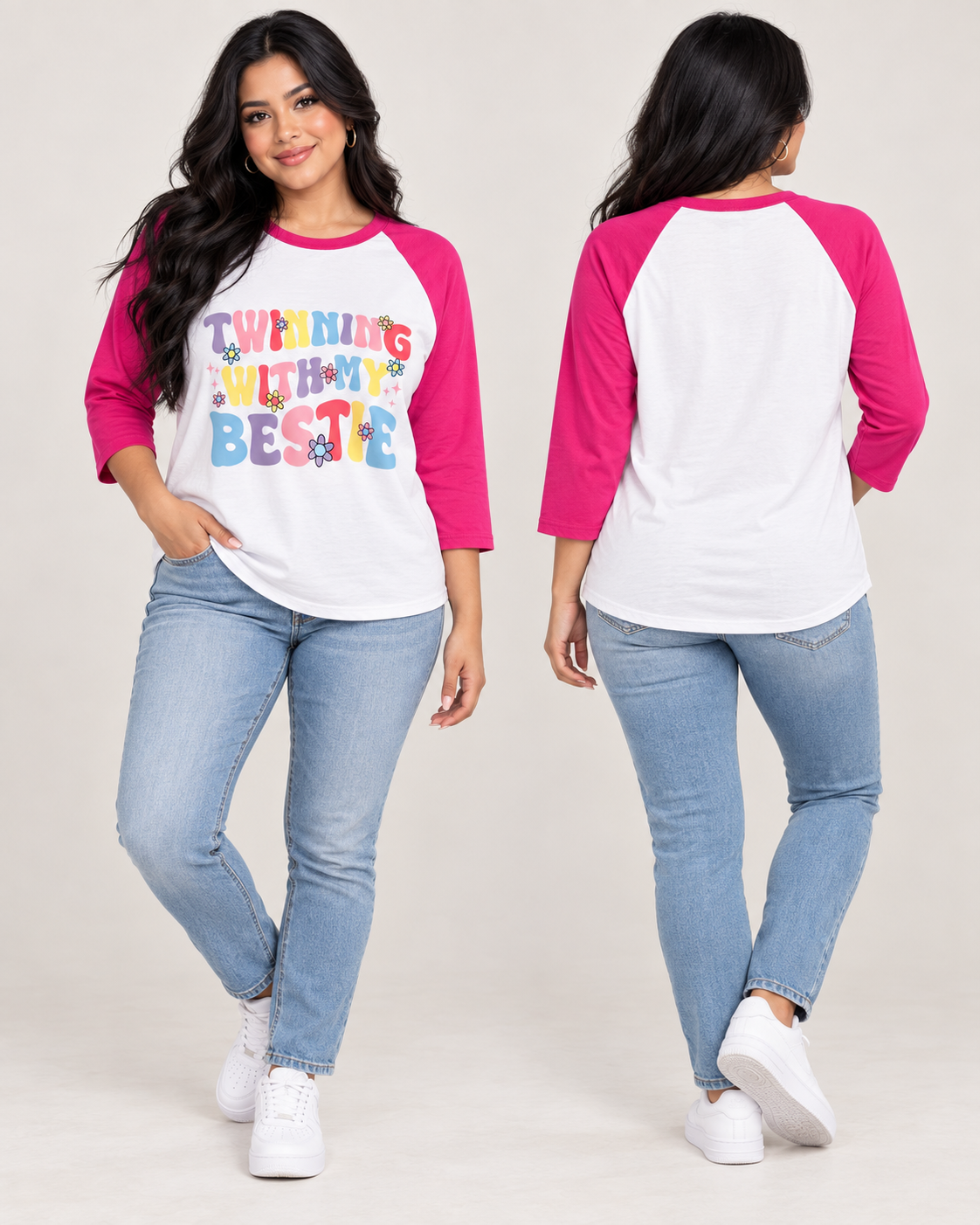 Twinning With My Bestie Raglan Shirt – Retro Best Friends DTF Graphic Tee