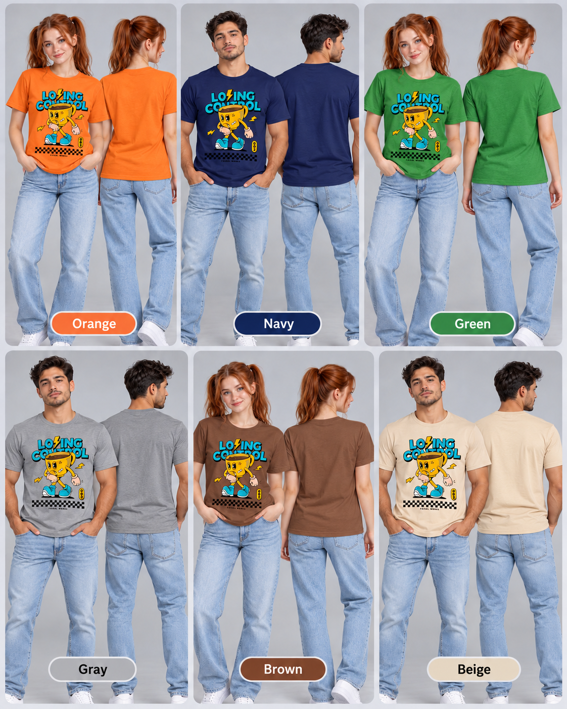 Losing Control Coffee Graphic T-Shirt – Funny Caffeine Unisex DTF Tee