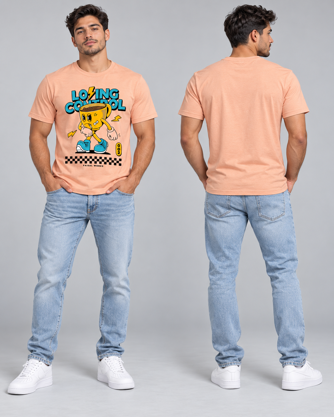 Losing Control Coffee Graphic T-Shirt – Funny Caffeine Unisex DTF Tee