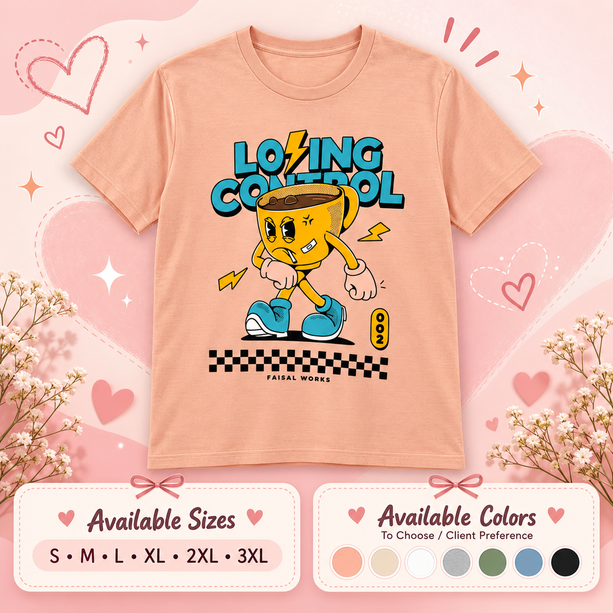 Losing Control Coffee Graphic T-Shirt – Funny Caffeine Unisex DTF Tee