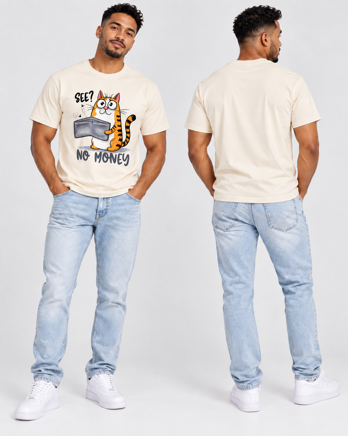 Funny “See? No Money” Cat T-Shirt – Unisex Cotton DTF Graphic Tee