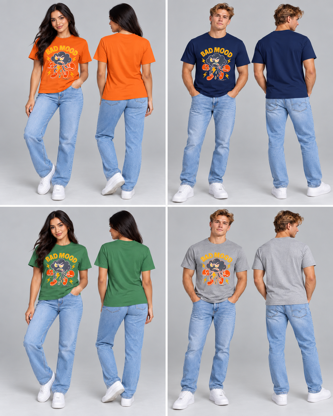 Camiseta gráfica Bad Mood – Camiseta de algodón unisex divertida con impresión DTF